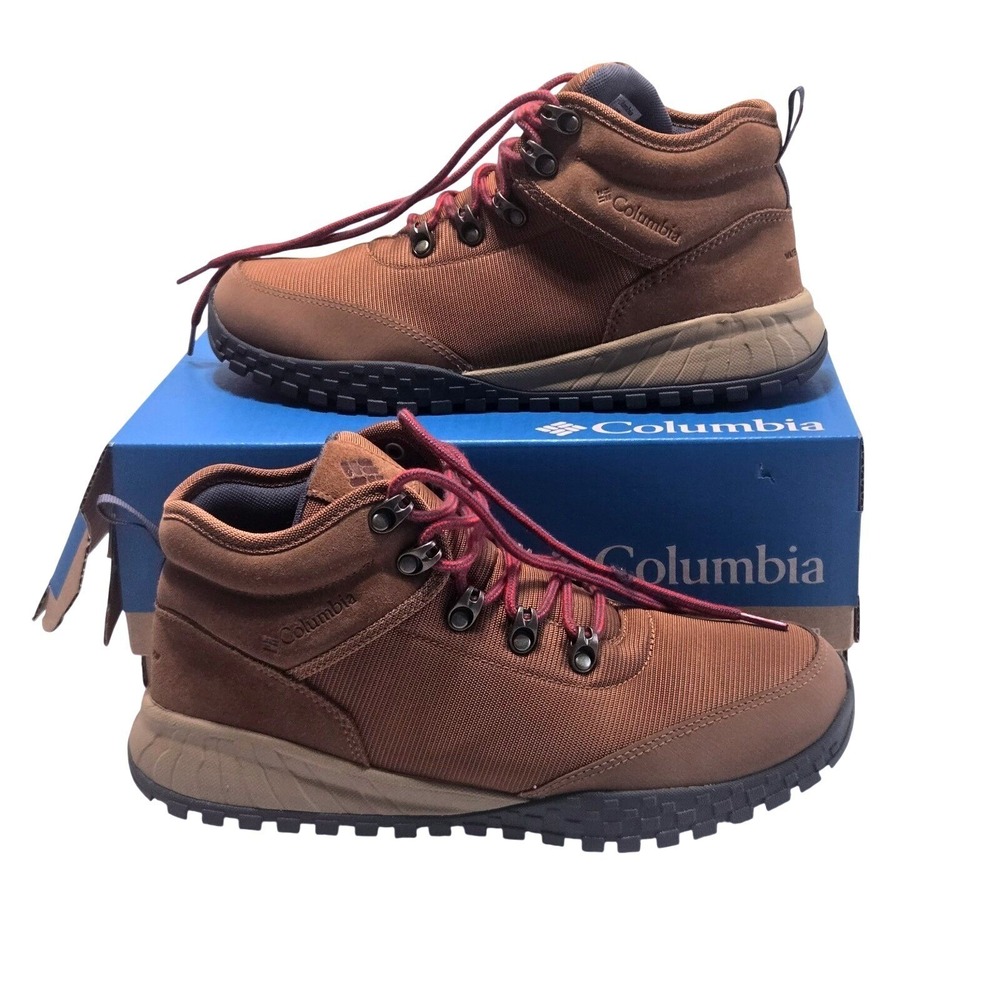 Columbia Men's 8.5 Fairbanks Mid Waterproof Hiking Boots Brown & Red BM9774286